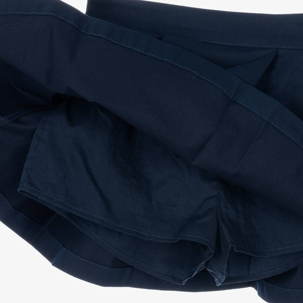 Tommy Hilfiger-Girls Blue Pleated Skirt with Gold Buttons | Childrensalon