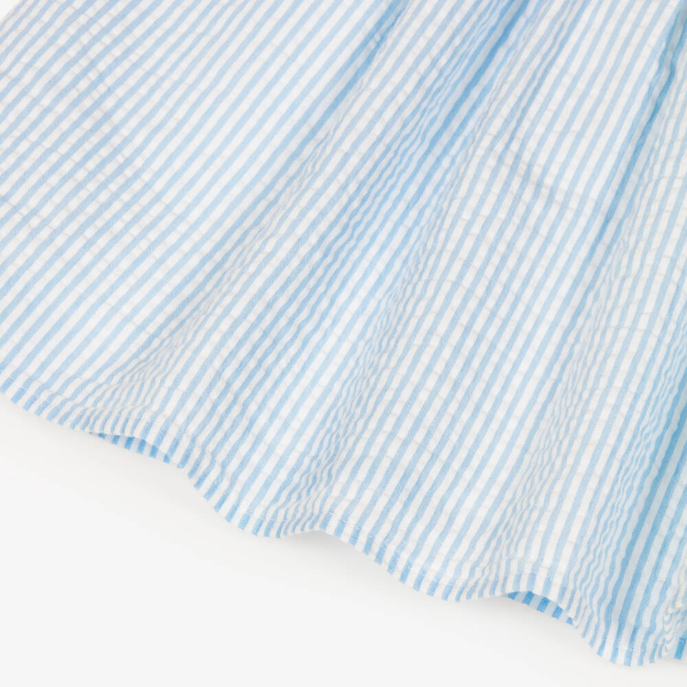 Tommy Hilfiger-Girls Blue Striped Cotton Seersucker Dress | Childrensalon