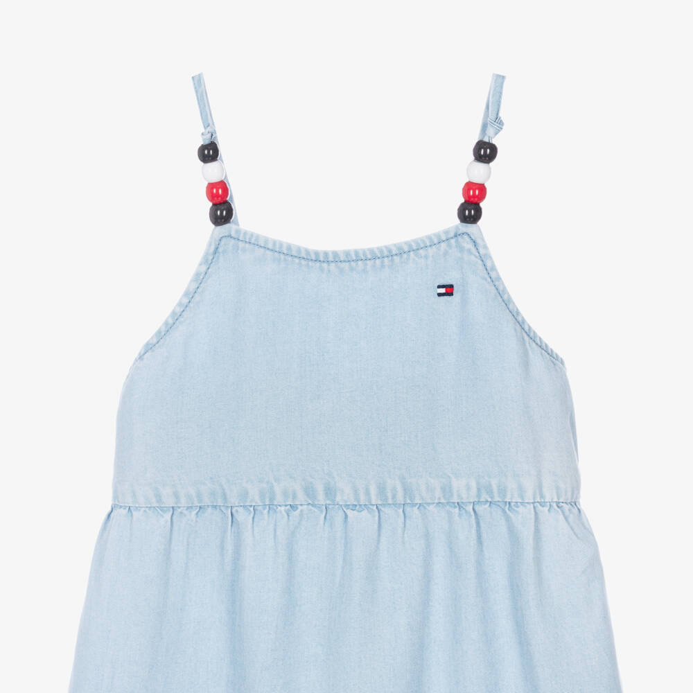 Tommy Hilfiger-Girls Blue Tencel Chambray Dress | Childrensalon