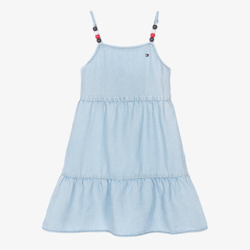 Tommy Hilfiger-Girls Blue Tencel Chambray Dress | Childrensalon