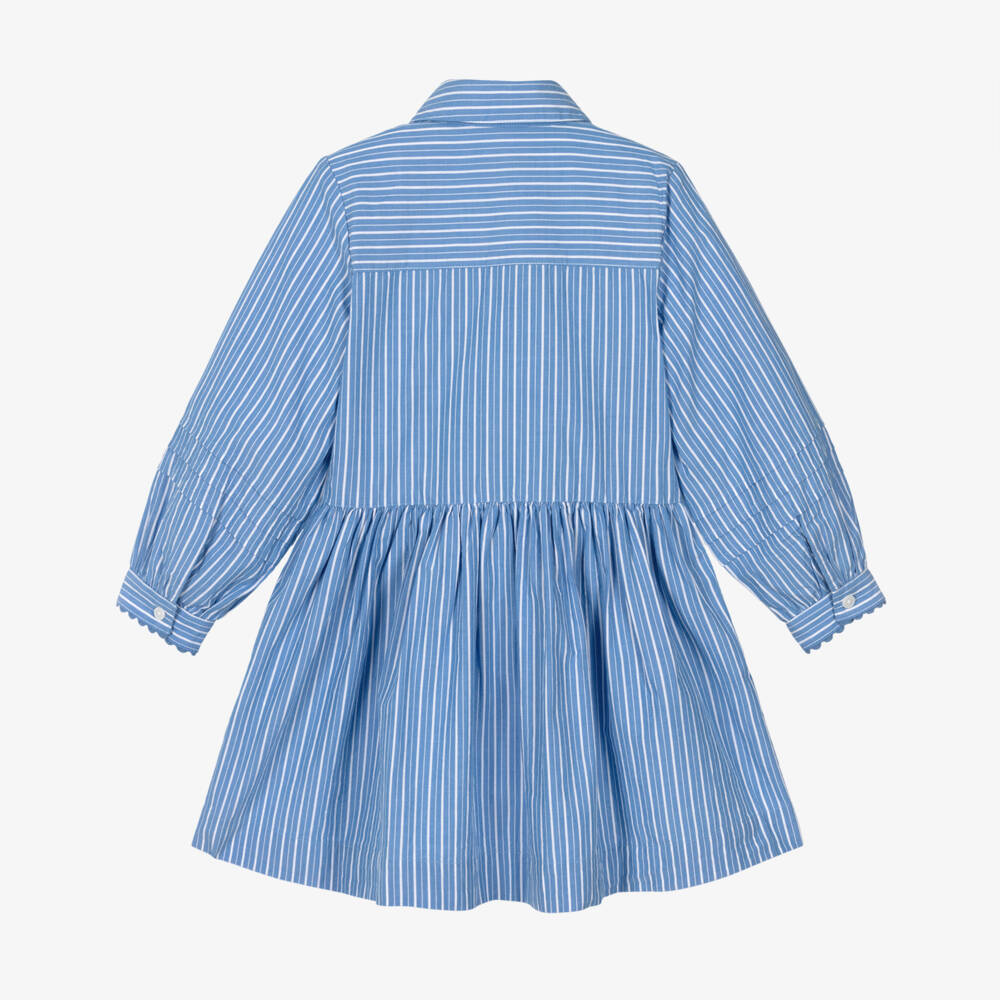 Tommy Hilfiger-Girls Blue & White Striped Cotton Shirt Dress | Childrensalon