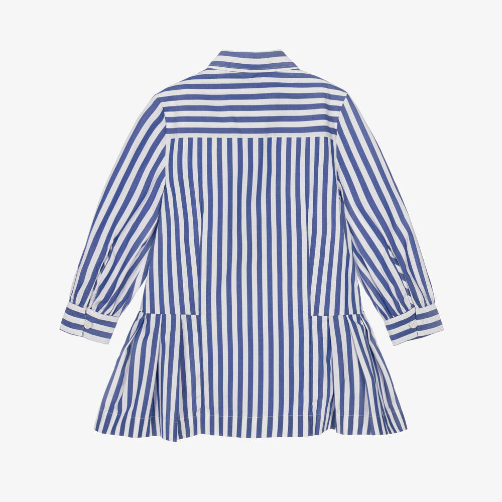 Tommy Hilfiger-Girls Blue & White Striped Poplin Dress | Childrensalon
