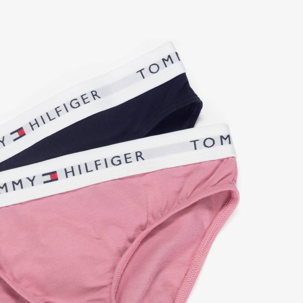 Tommy Hilfiger-Girls Cotton Knickers in Pink & Navy Blue (2 Pack) | Childrensalon