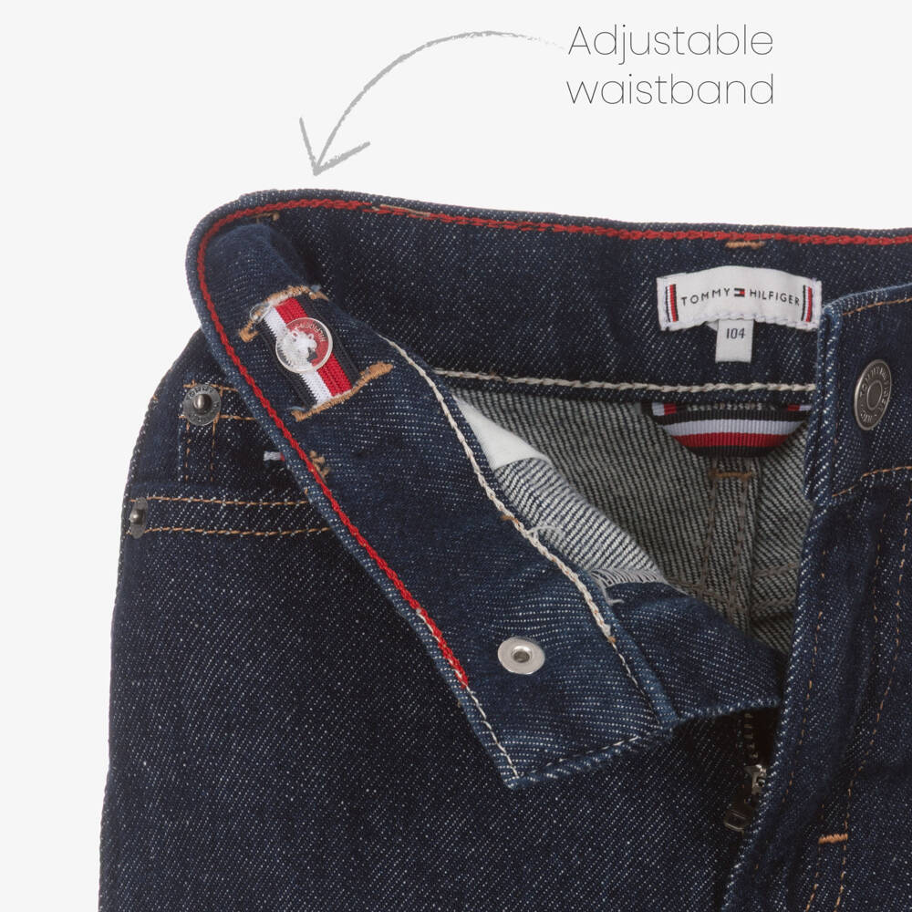 Tommy Hilfiger-Girls Dark Blue Denim Wide Leg Mabel Rinse Jeans | Childrensalon