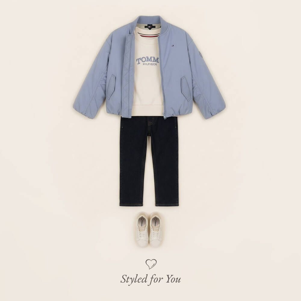 Tommy Hilfiger-Джинсы широкие Mabel синие из денима для девочек | Childrensalon