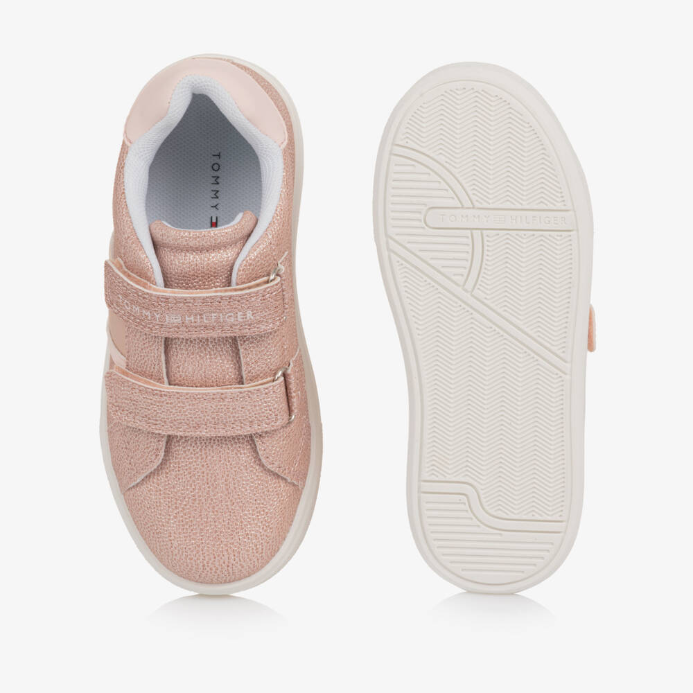 Tommy Hilfiger-حذاء رياضي جلد صناعي لامع لون زهري للبنات | Childrensalon