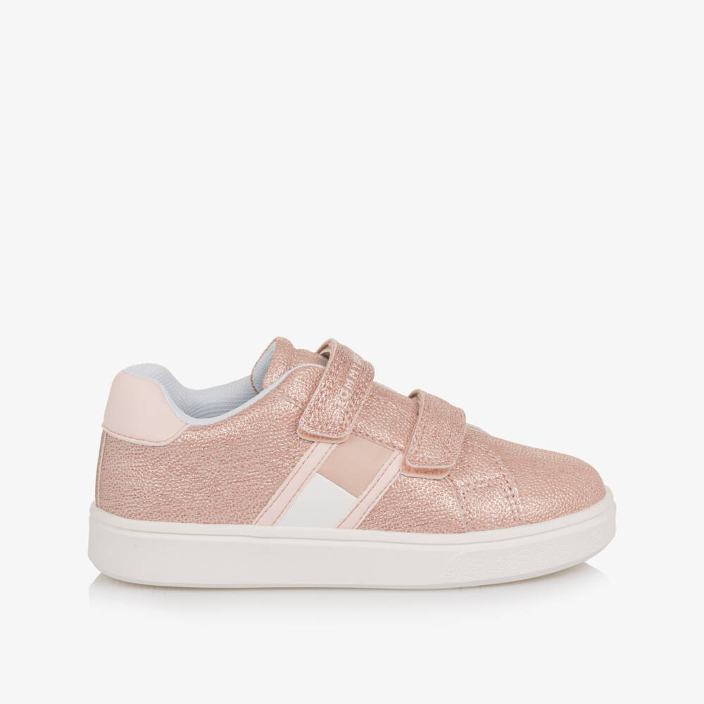 Tommy Hilfiger-حذاء رياضي جلد صناعي لامع لون زهري للبنات | Childrensalon