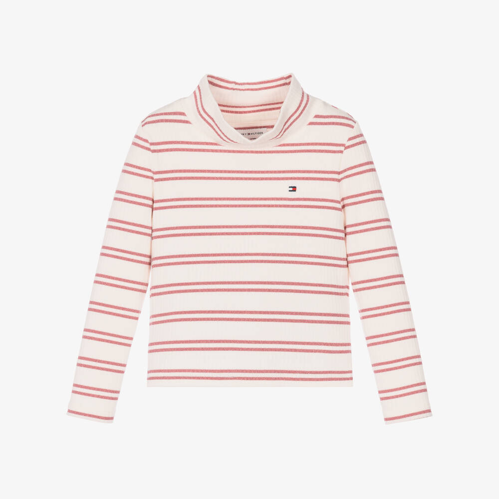 Tommy Hilfiger-Girls Glittery Pink Striped Top | Childrensalon
