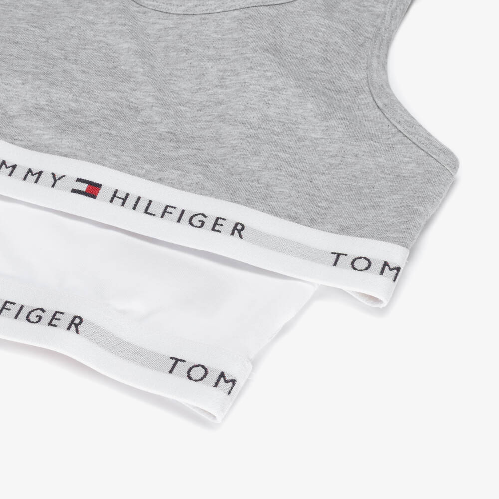 Tommy Hilfiger-Серые и белые хлопковые бюстгальтеры для девочек (2шт) | Childrensalon