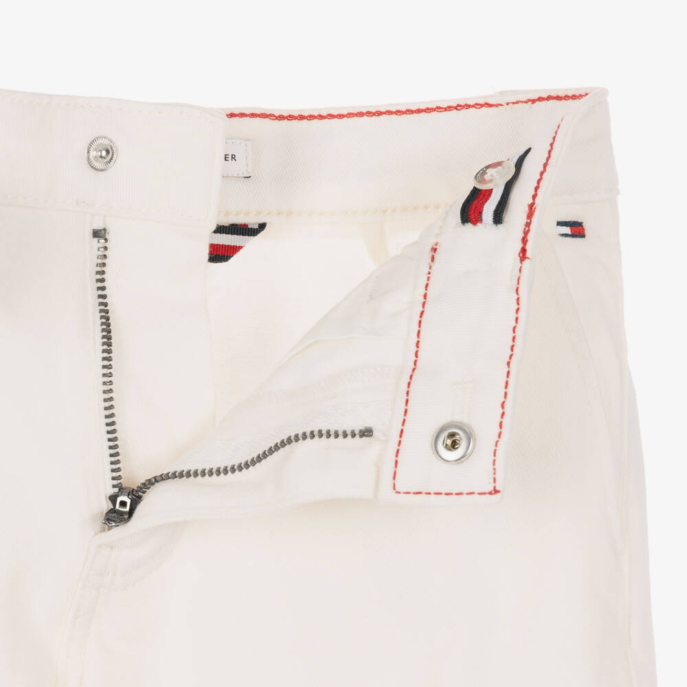 Tommy Hilfiger-Girls Ivory Barrel Leg Twill Trousers | Childrensalon