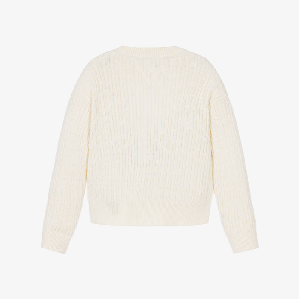Tommy Hilfiger-Girls Ivory Cable Knit Sweater | Childrensalon