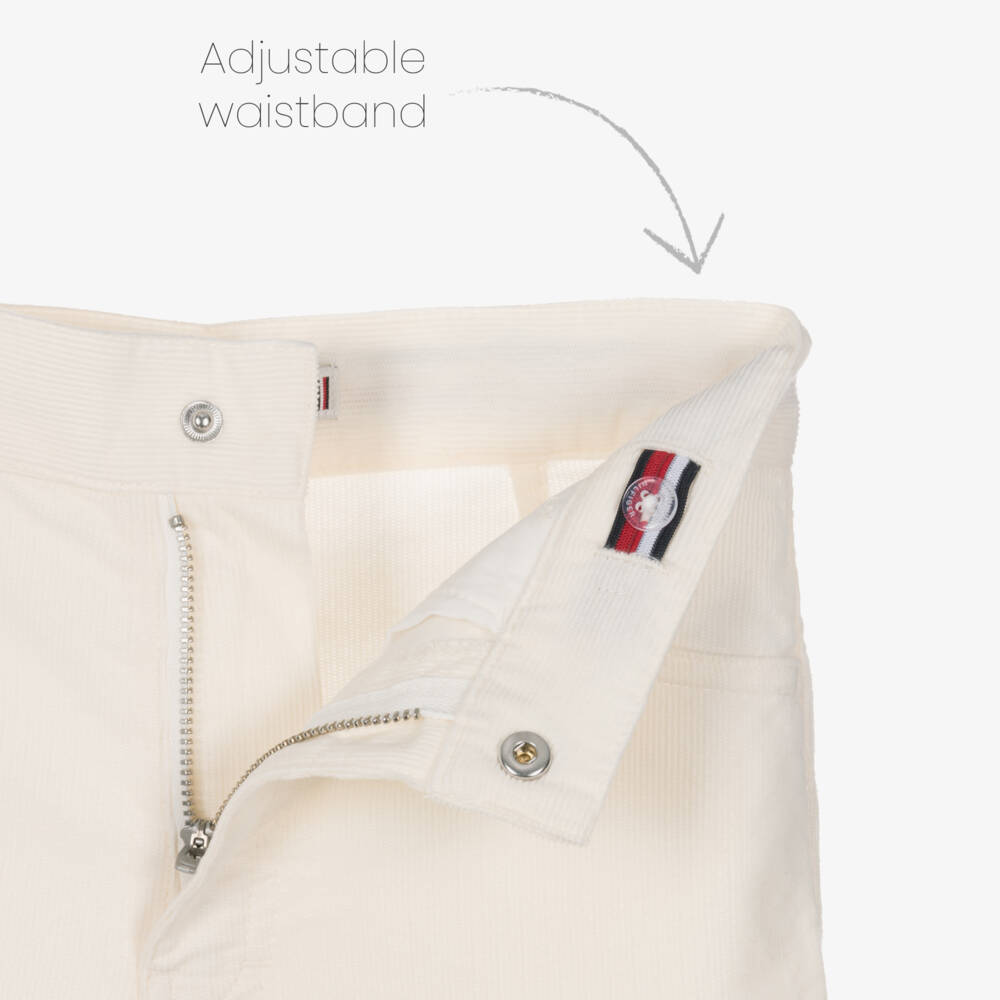 Tommy Hilfiger-Girls Ivory Corduroy Wide-Leg Jeans | Childrensalon