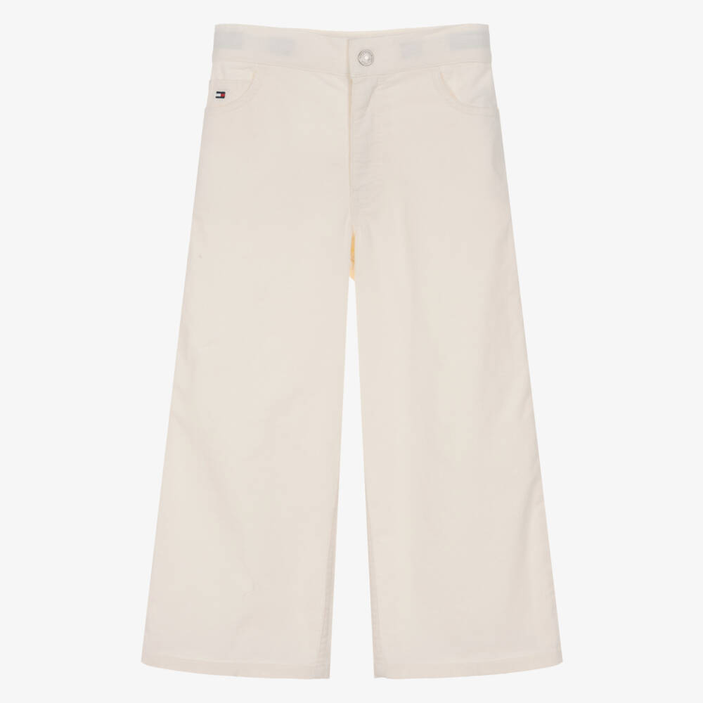Tommy Hilfiger-Girls Ivory Corduroy Wide-Leg Jeans | Childrensalon