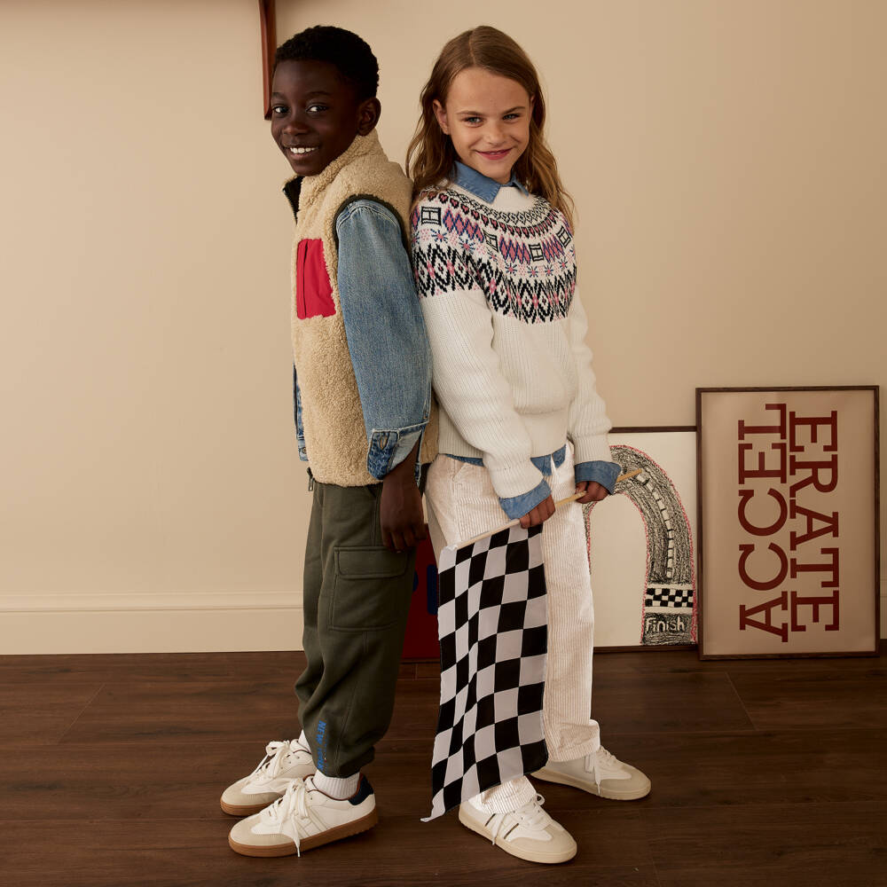 Tommy Hilfiger-Girls Ivory Corduroy Wide-Leg Jeans | Childrensalon