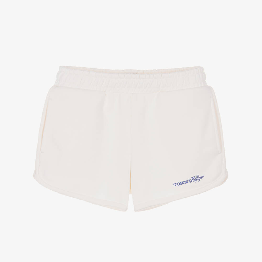 Tommy Hilfiger-Шорты кремовые из хлопкового трикотажа с логотипом для девочек | Childrensalon