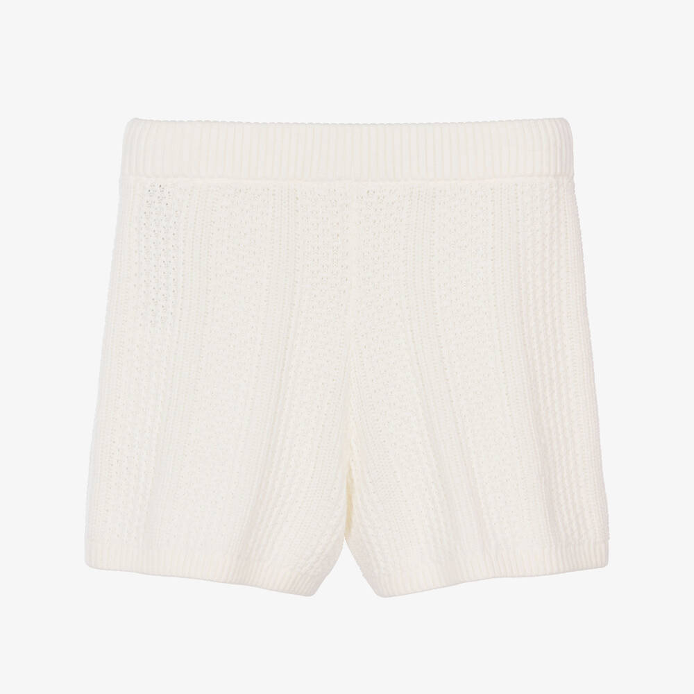 Tommy Hilfiger-Girls Ivory Crochet Knit Shorts | Childrensalon