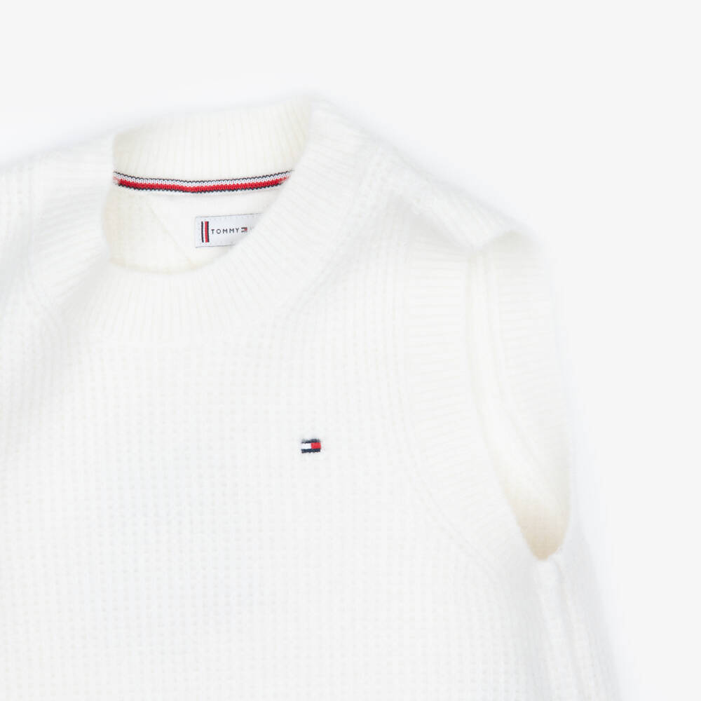 Tommy Hilfiger-Girls Ivory Fluffy Knit Slipover Top | Childrensalon