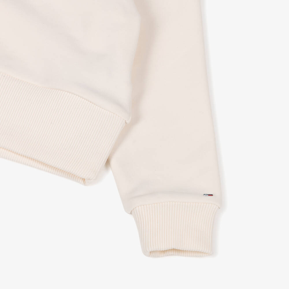 Tommy Hilfiger-Girls Ivory Jersey Sweatshirt with Embroidered Logo | Childrensalon