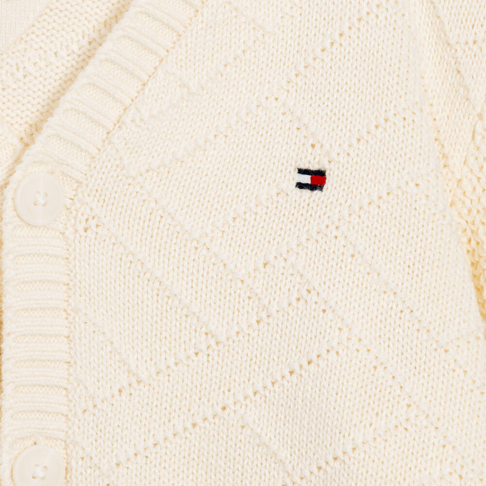Tommy Hilfiger-Girls Ivory Knitted Cotton Cardigan | Childrensalon