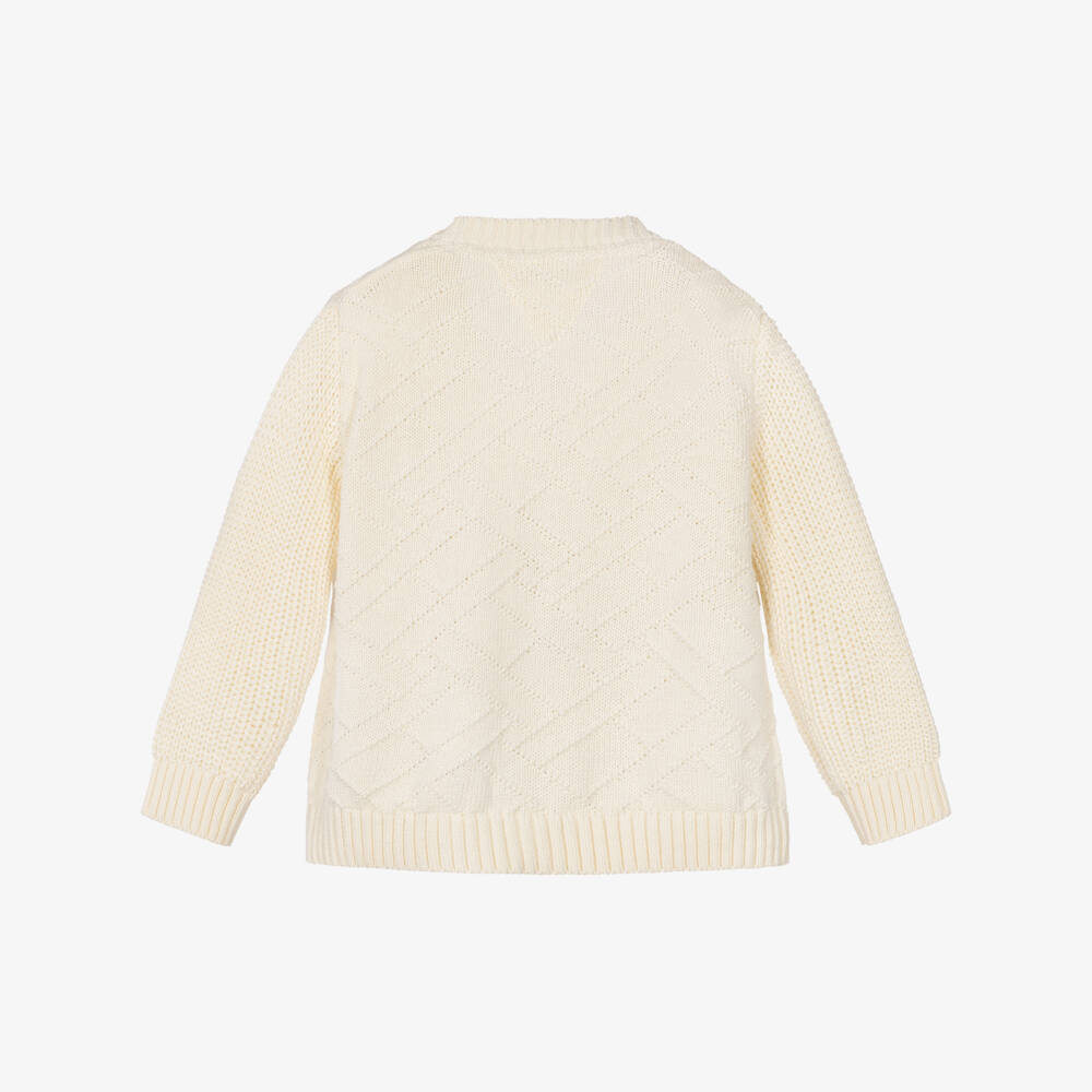 Tommy Hilfiger-Girls Ivory Knitted Cotton Cardigan | Childrensalon
