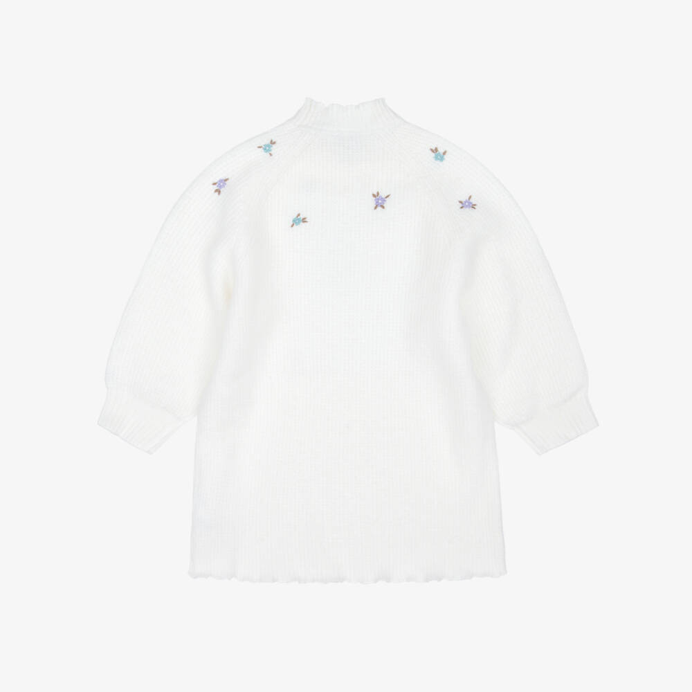 Tommy Hilfiger-Платье кремовое трикотажное с вышитыми цветами для девочек | Childrensalon