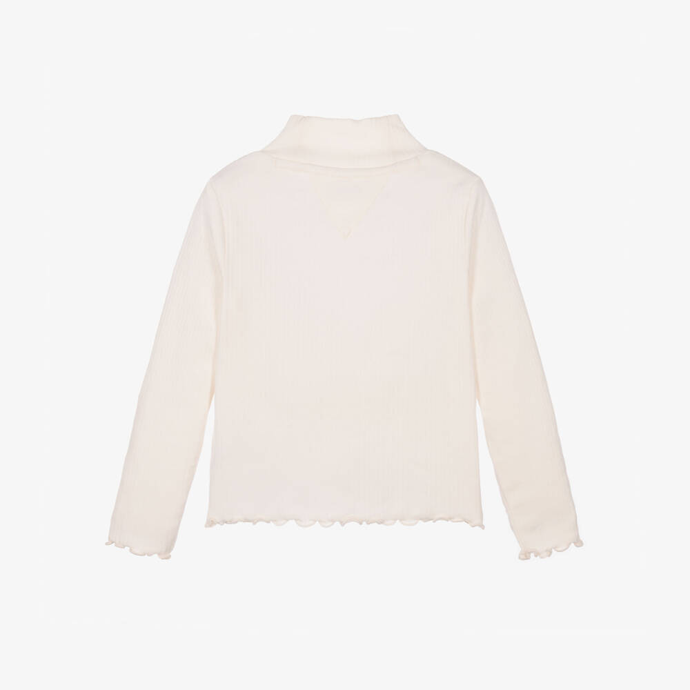 Tommy Hilfiger-Girls Ivory Long Sleeve Turtle Neck Top | Childrensalon
