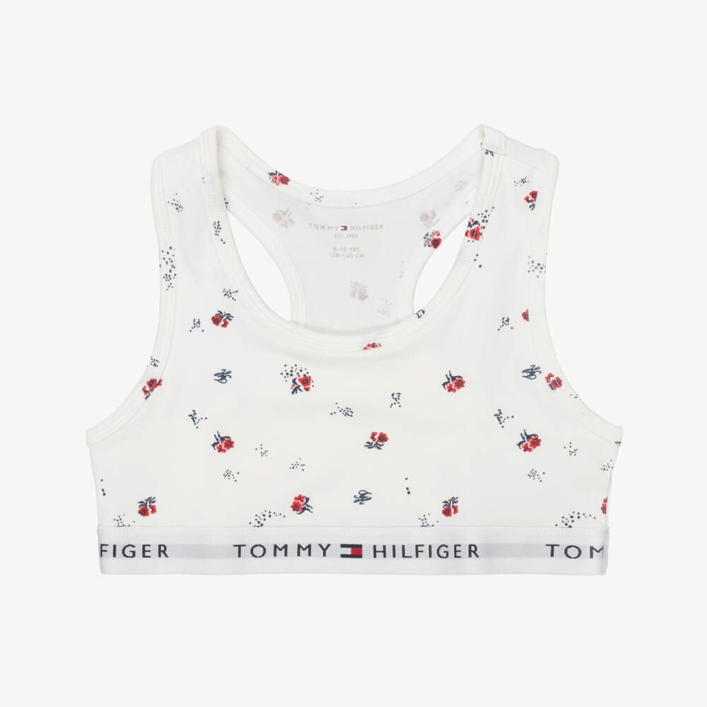 Tommy Hilfiger-Girls Ivory & Navy Blue Cotton Bra Tops (2 Pack) | Childrensalon