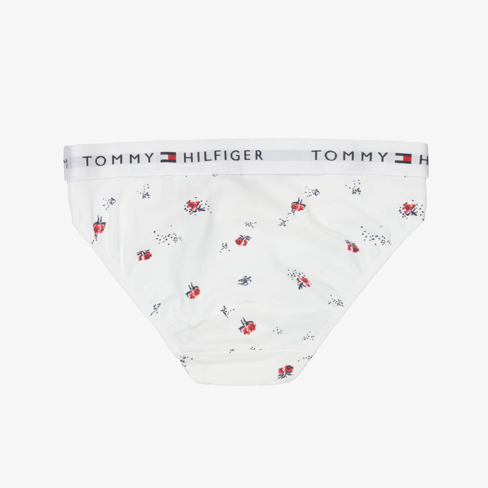 Tommy Hilfiger-Girls Ivory & Navy Blue Cotton Knickers (2 Pack) | Childrensalon