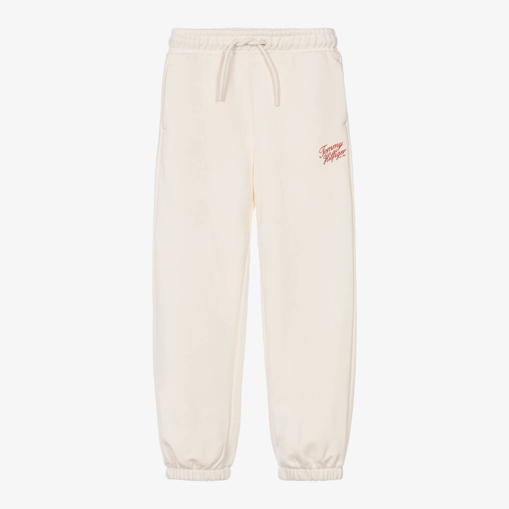 Tommy Hilfiger-Girls Ivory Tommy Script Joggers | Childrensalon