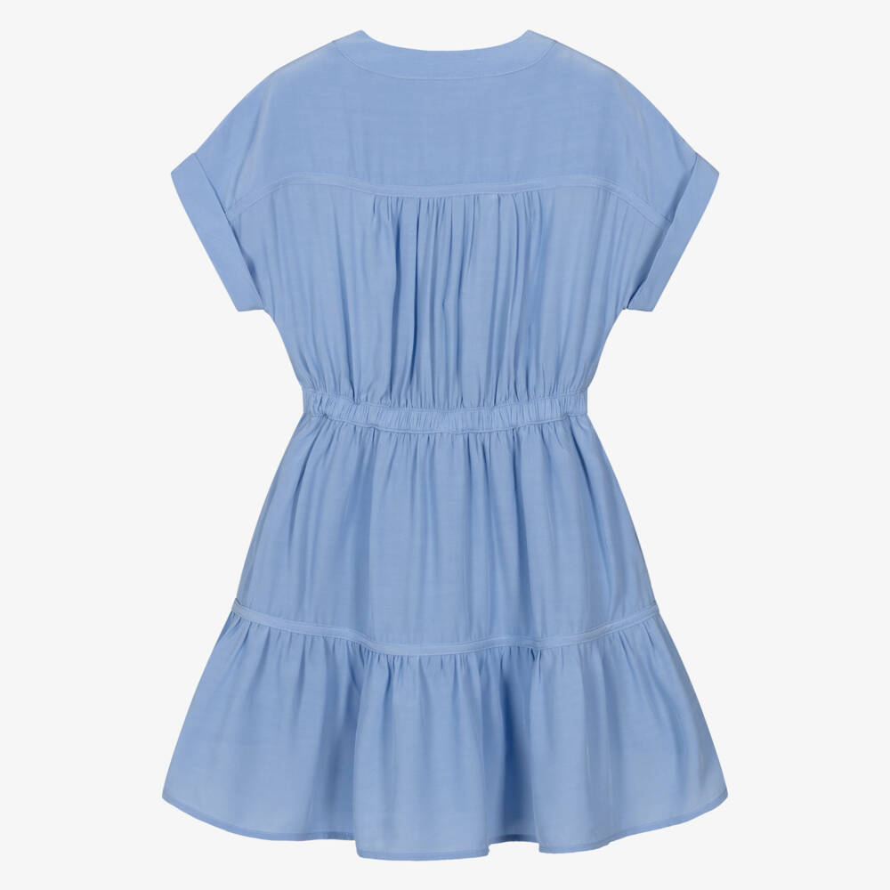 Tommy Hilfiger-Girls Light Blue Gathered Waist Dress | Childrensalon