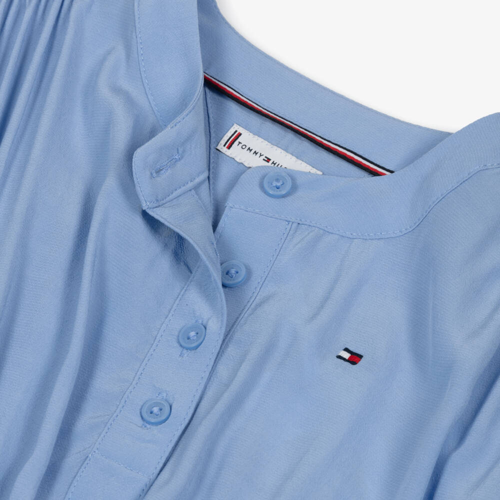 Tommy Hilfiger-Girls Light Blue Gathered Waist Dress | Childrensalon