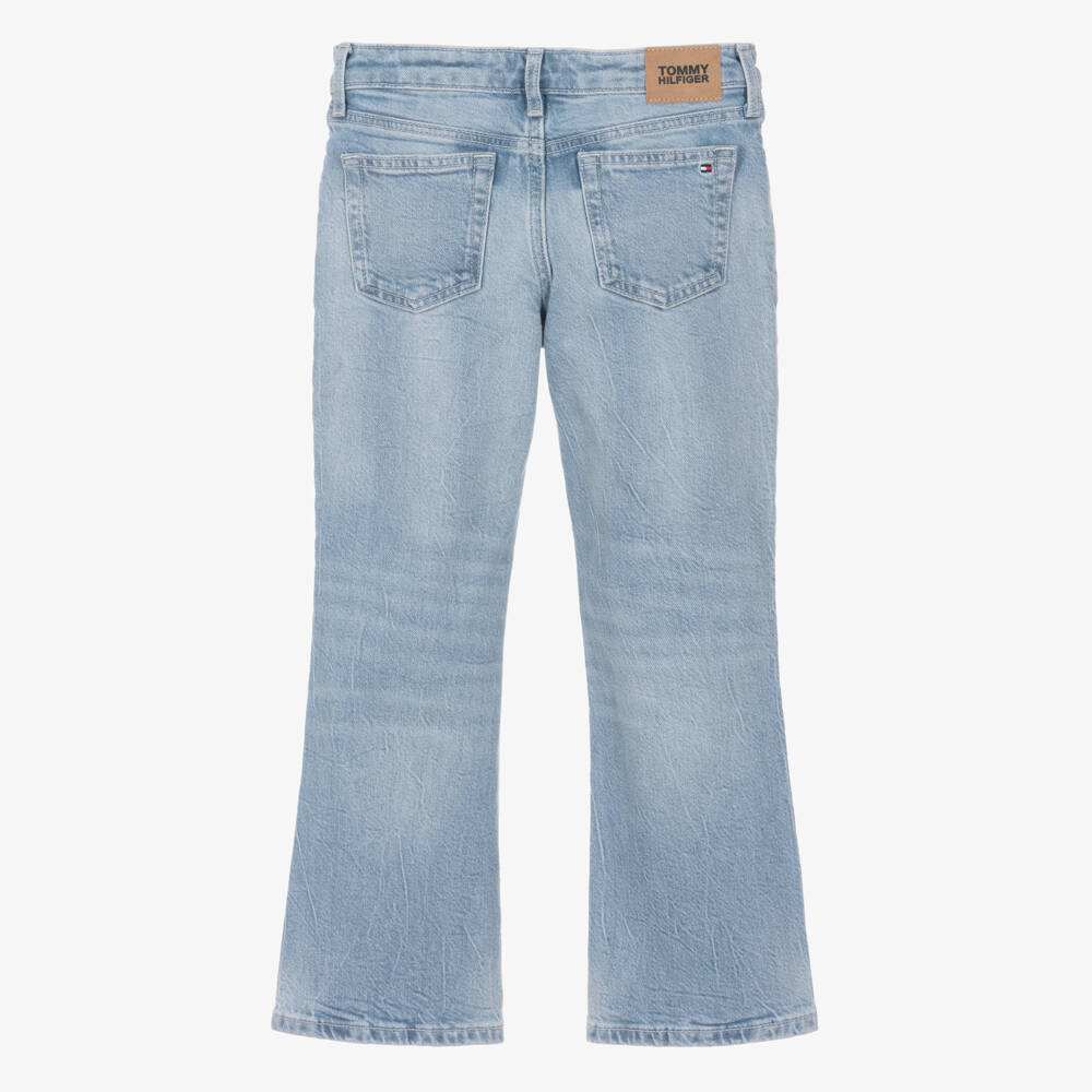 Tommy Hilfiger-Girls Light Blue Patch Pocket Flared Jeans | Childrensalon