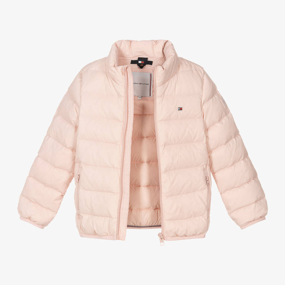 Tommy Hilfiger-Girls Light Pink Down Padded Jacket | Childrensalon