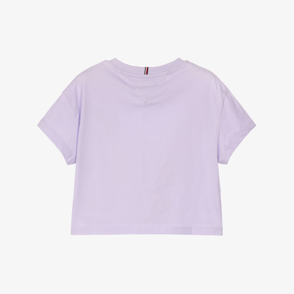 Tommy Hilfiger-Girls Lilac Cotton Boxy T-Shirt | Childrensalon