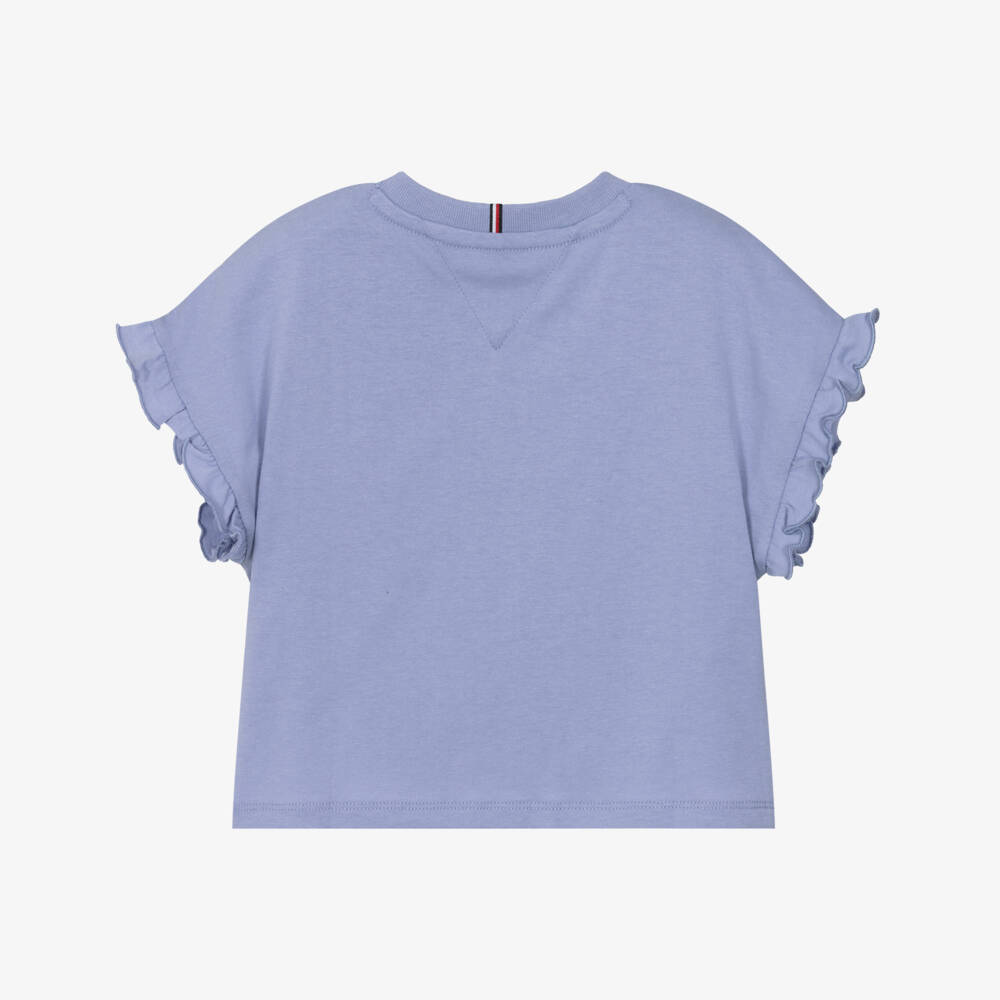 Tommy Hilfiger-Футболка из хлопка с флагом сиреневая для девочек | Childrensalon