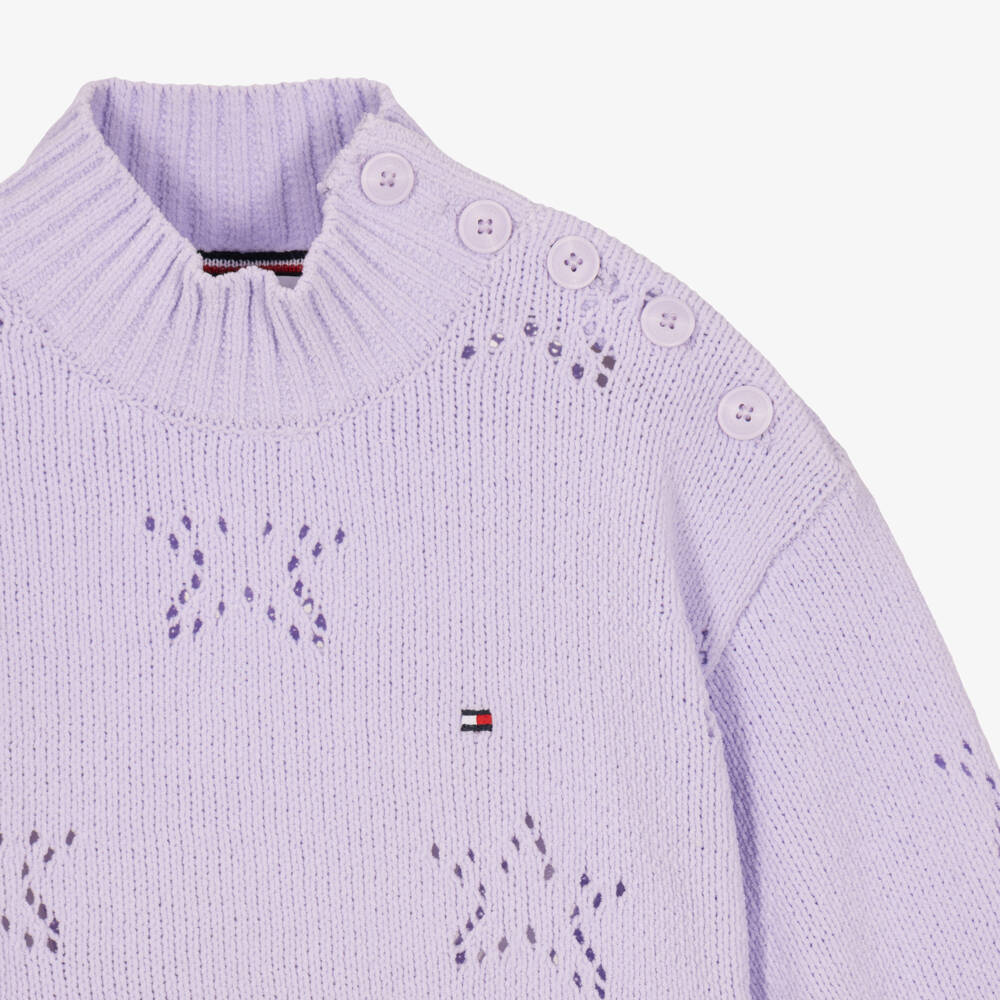 Tommy Hilfiger-Girls Lilac Star Chenille Sweater | Childrensalon