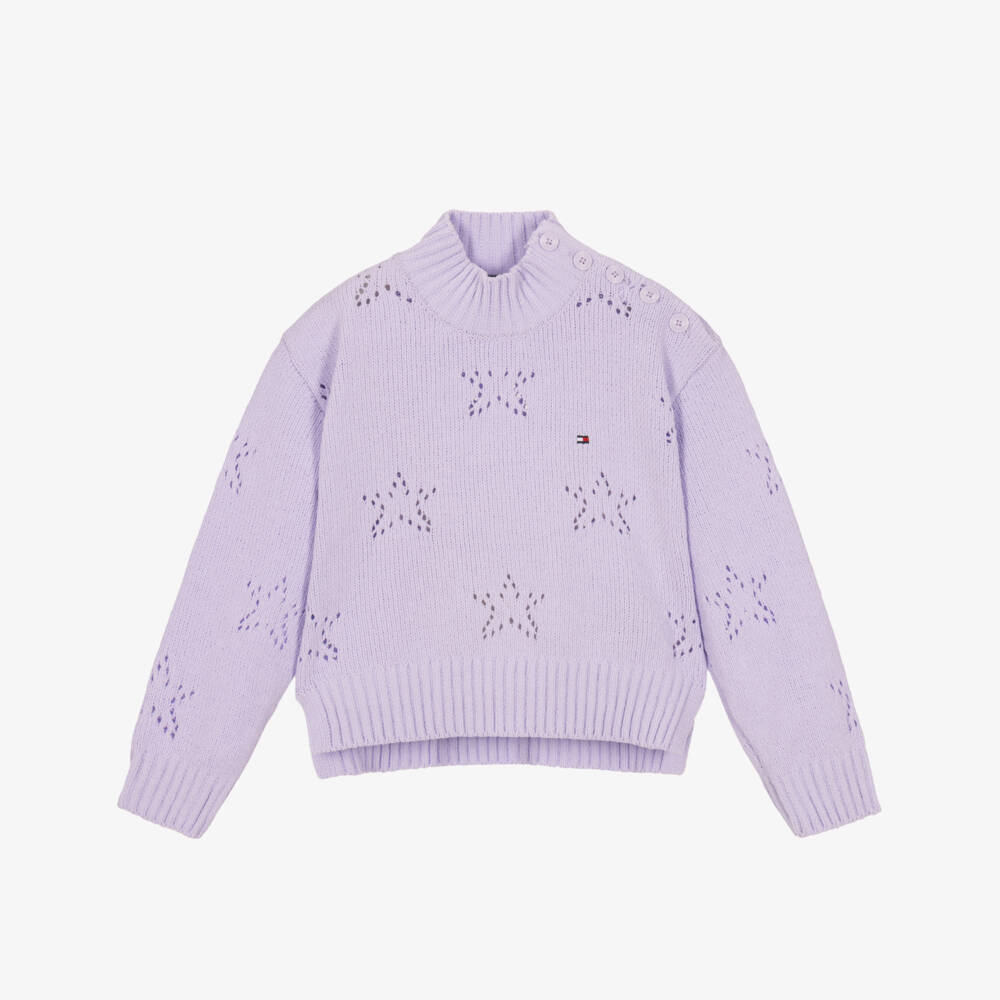 Tommy Hilfiger-Girls Lilac Star Chenille Sweater | Childrensalon