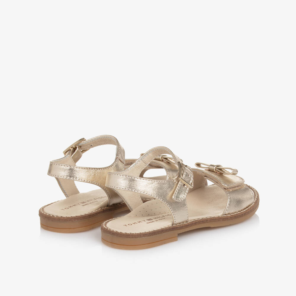 Tommy Hilfiger-Сандалии золотистые металлик из кожи для девочек | Childrensalon