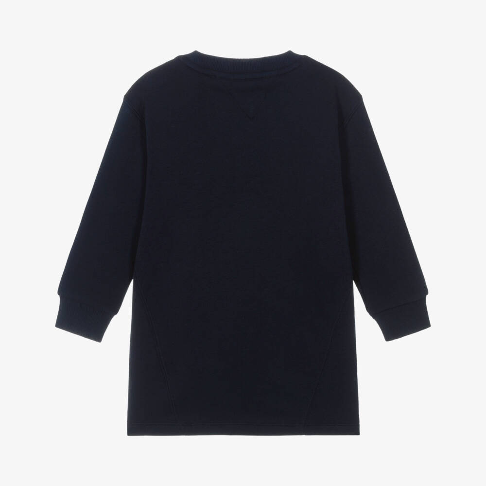 Tommy Hilfiger-Girls Navy Blue Cotton Sweatshirt Dress | Childrensalon