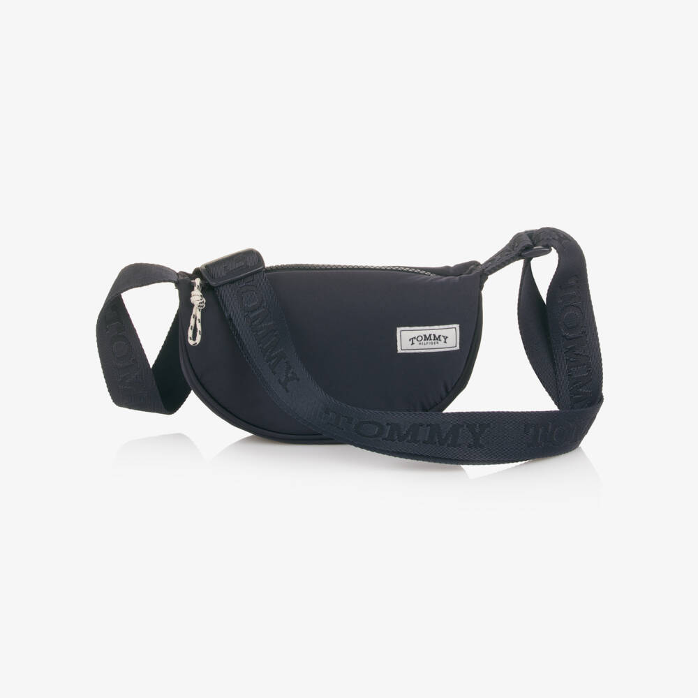 Tommy Hilfiger-Girls Navy Blue Crossbody Bag with Logo Strap (19cm) | Childrensalon