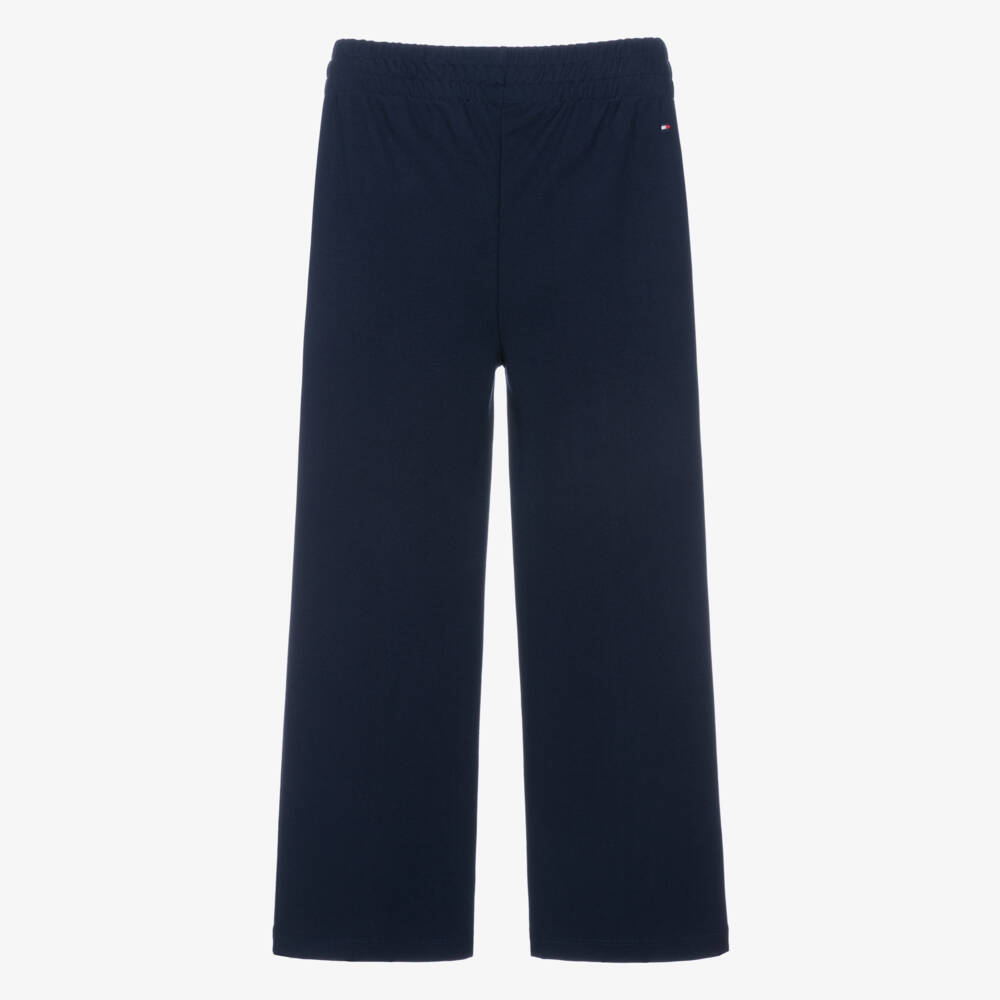 Tommy Hilfiger-Girls Navy Blue Jersey Straight Leg Joggers | Childrensalon