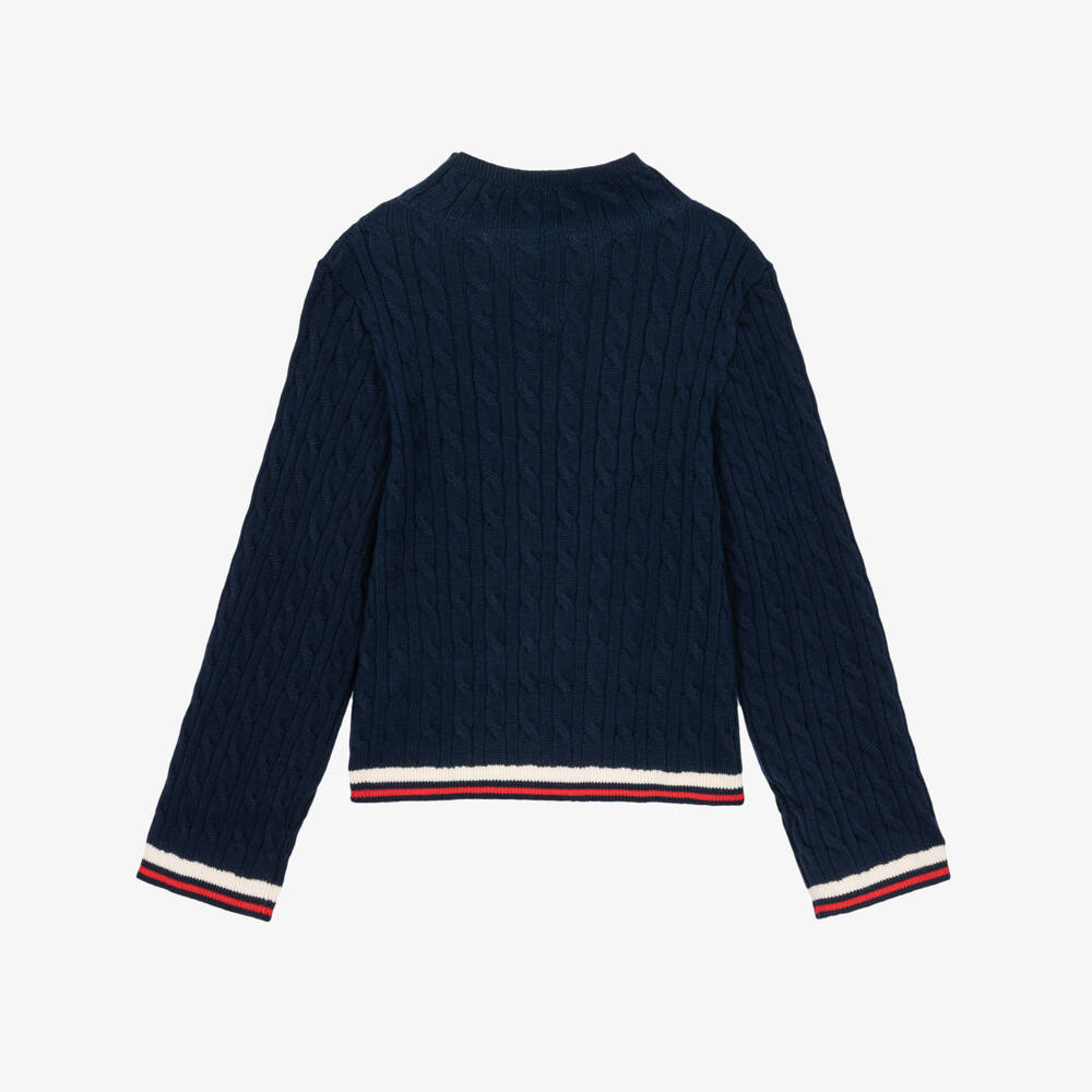 Tommy Hilfiger-Girls Navy Blue Mock Neck Sweater | Childrensalon