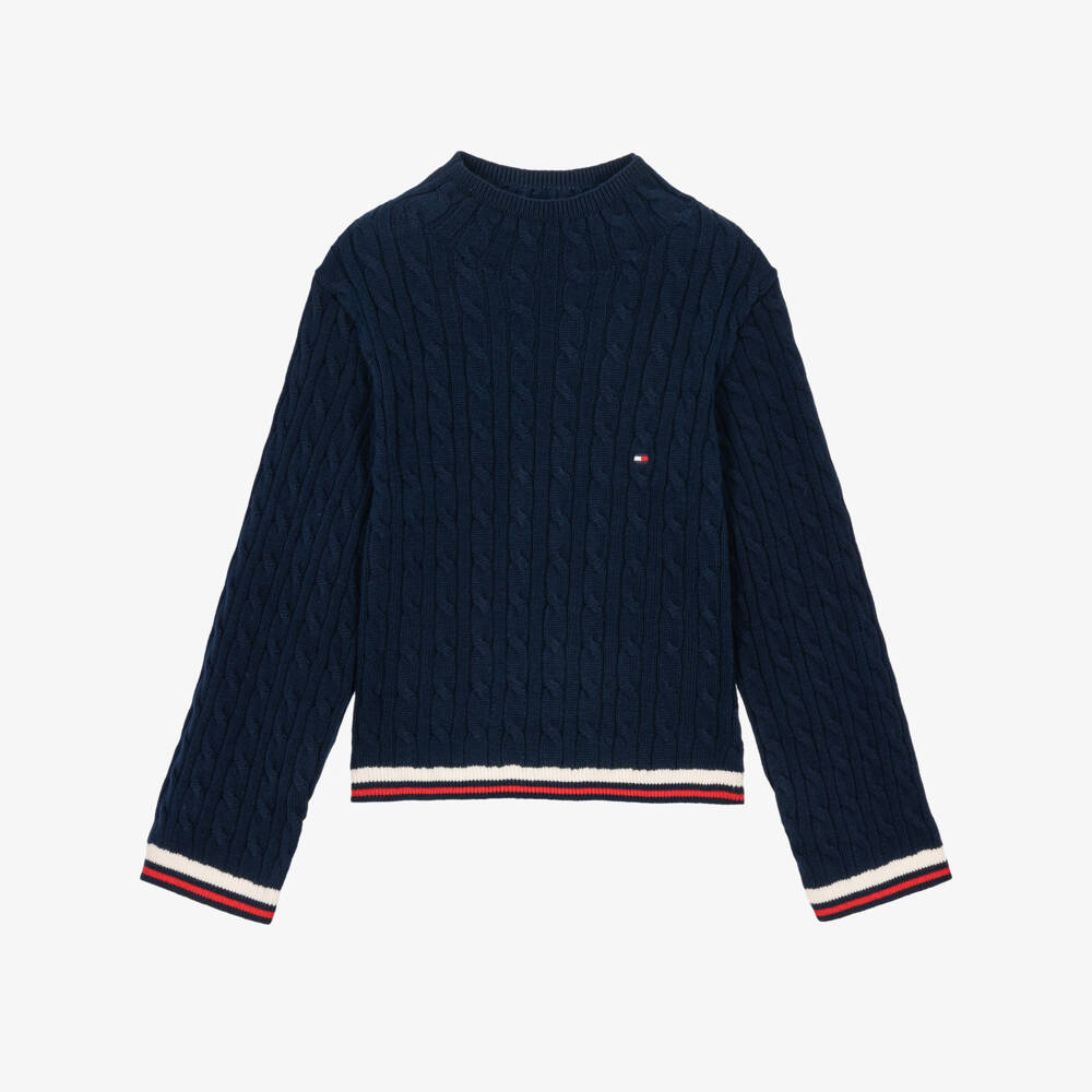 Tommy Hilfiger-Girls Navy Blue Mock Neck Sweater | Childrensalon