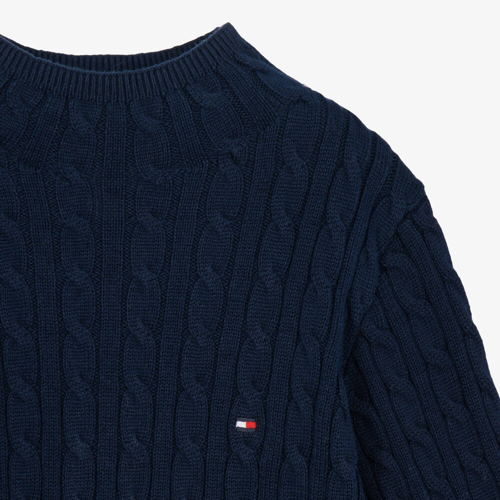 Tommy Hilfiger-Girls Navy Blue Mock Neck Sweater | Childrensalon