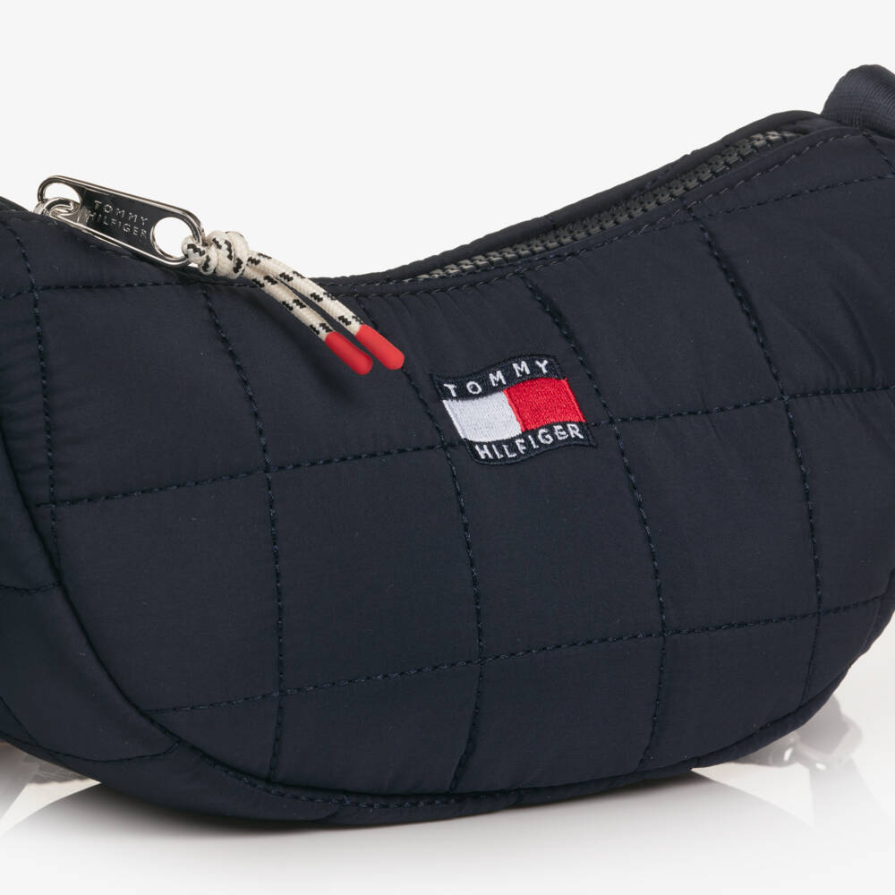 Tommy Hilfiger-Girls Navy Blue Quilted Crossbody Bag (22cm) | Childrensalon