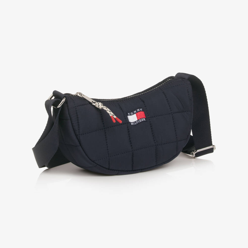 Tommy Hilfiger-Girls Navy Blue Quilted Crossbody Bag (22cm) | Childrensalon