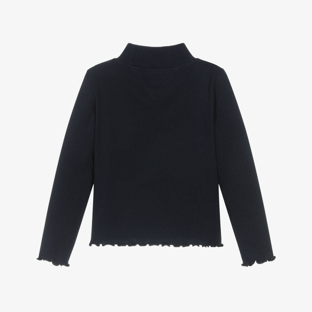 Tommy Hilfiger-توب قطن برقبة عالية مضلعة لون كحلي | Childrensalon