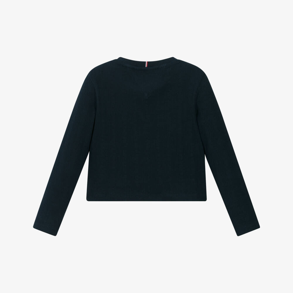 Tommy Hilfiger-توب قطن مضلع لون كحلي للبنات | Childrensalon