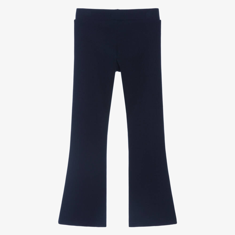 Tommy Hilfiger-Girls Navy Blue Ribbed Jersey Flared Leggings | Childrensalon