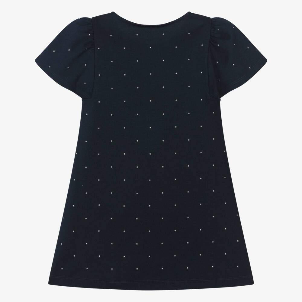 Tommy Hilfiger-Girls Navy Blue Studded Milano Jersey Dress | Childrensalon